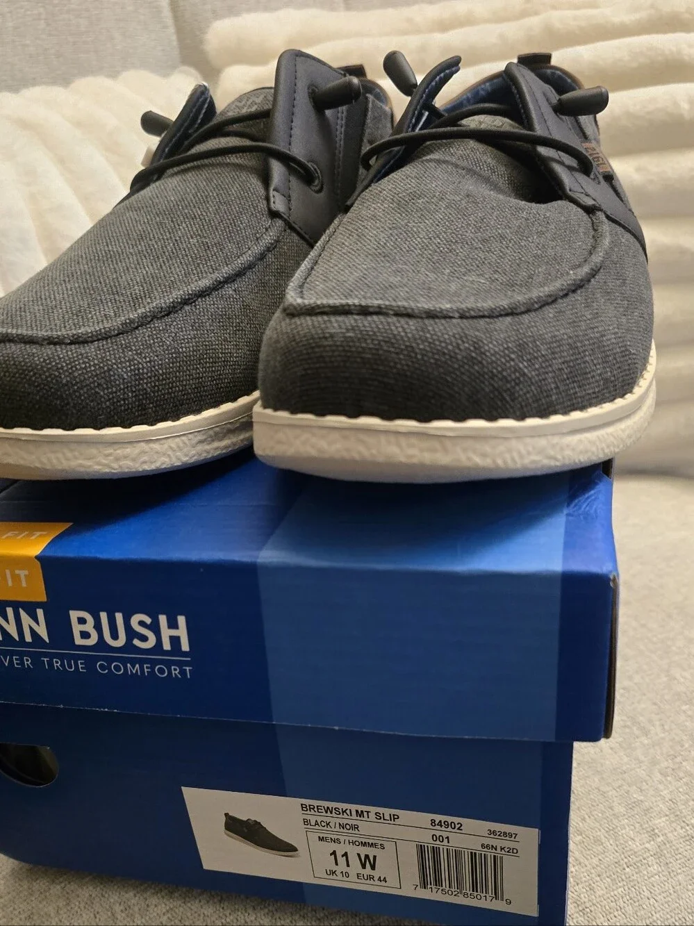 Nunn Bush Men's Slip-On Loafers in Charcoal and White